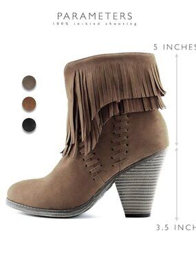 DailyShoes Women's Double Fringe High Top Ankle Western Booties - NWT